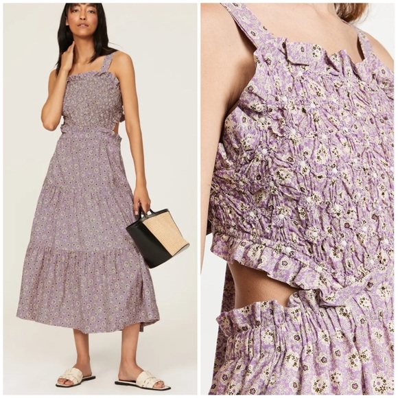 SEA NEW YORK Ida Apron Lilac Midi Dress SZ S - Picture 4 of 10